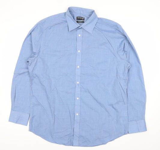 The Collection Debenhams Men's Blue Tailored Fit Long Sleeve Dress Shirt 17 Collar 43cm