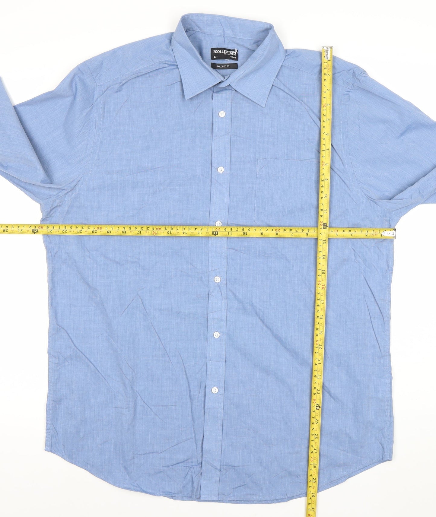 The Collection Debenhams Men's Blue Tailored Fit Long Sleeve Dress Shirt 17 Collar 43cm