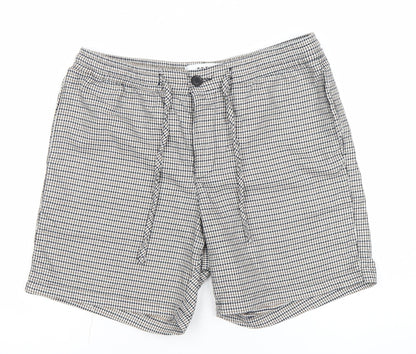 Topman Men's Grey Check Chino Shorts Size W32 Elastic Waist
