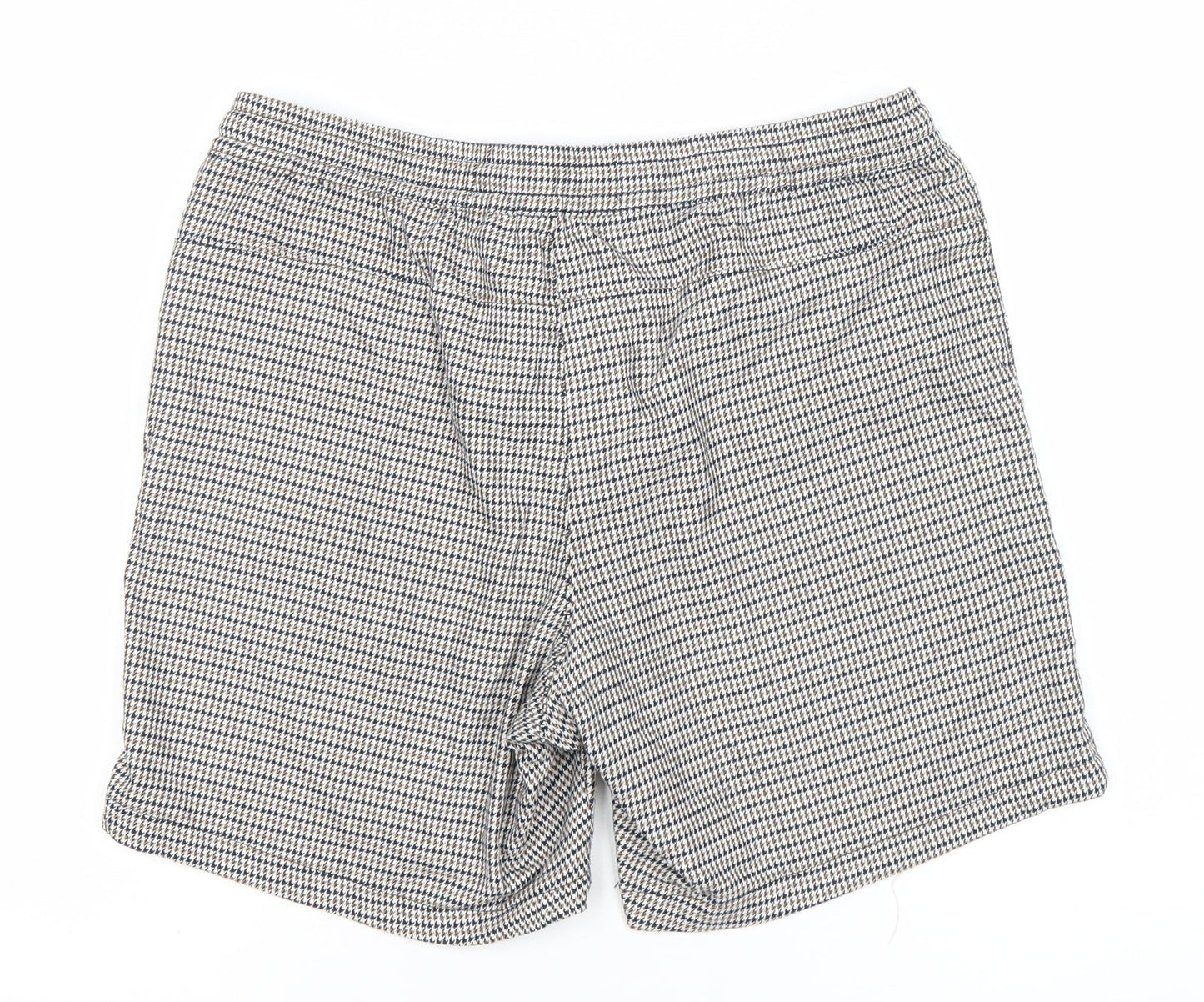 Topman Men's Grey Check Chino Shorts Size W32 Elastic Waist