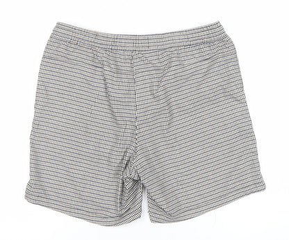 Topman Men's Grey Check Chino Shorts Size W32 Elastic Waist
