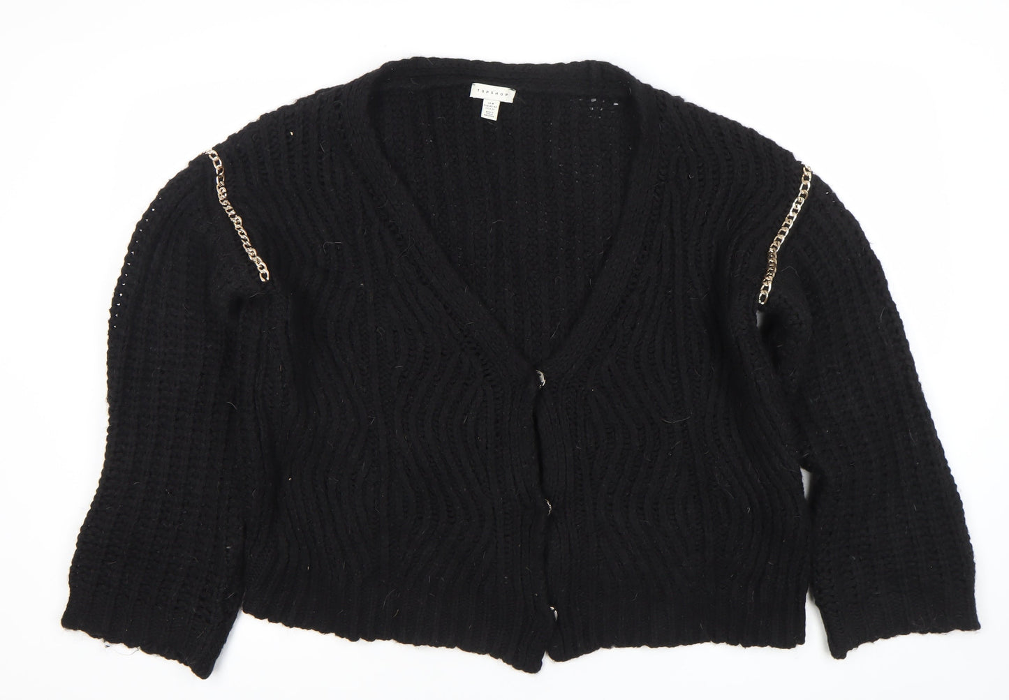 Womens UK Size M Topshop Black Cardigan Jumper