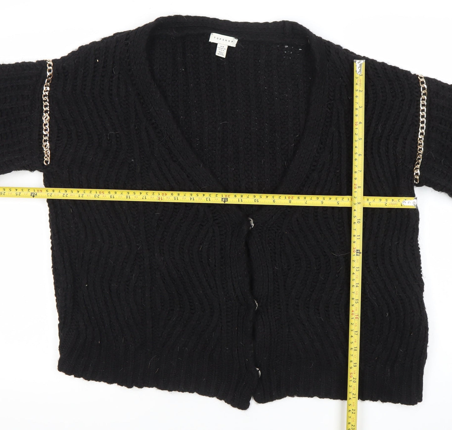 Womens UK Size M Topshop Black Cardigan Jumper