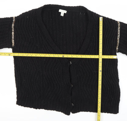 Womens UK Size M Topshop Black Cardigan Jumper