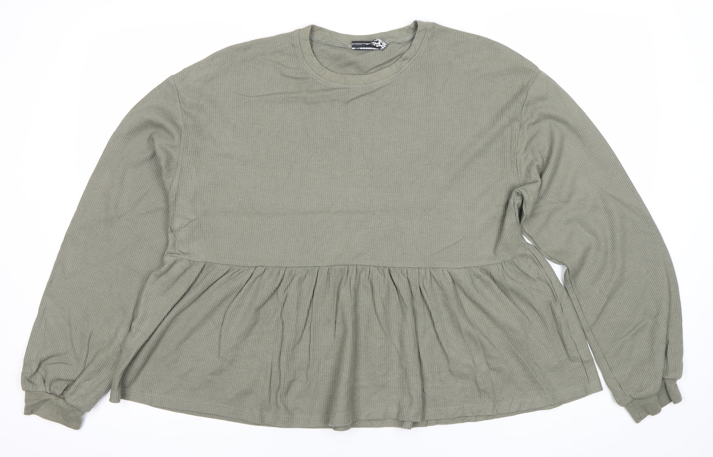 ASOS Womens Green Long Sleeve Tunic Blouse Size 8 Cotton Blend