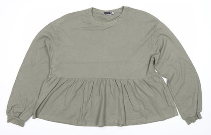 ASOS Womens Green Long Sleeve Tunic Blouse Size 8 Cotton Blend