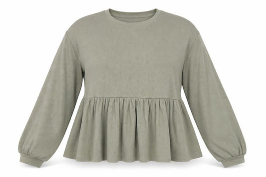 ASOS Womens Green Long Sleeve Tunic Blouse Size 8 Cotton Blend