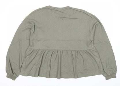 ASOS Womens Green Long Sleeve Tunic Blouse Size 8 Cotton Blend