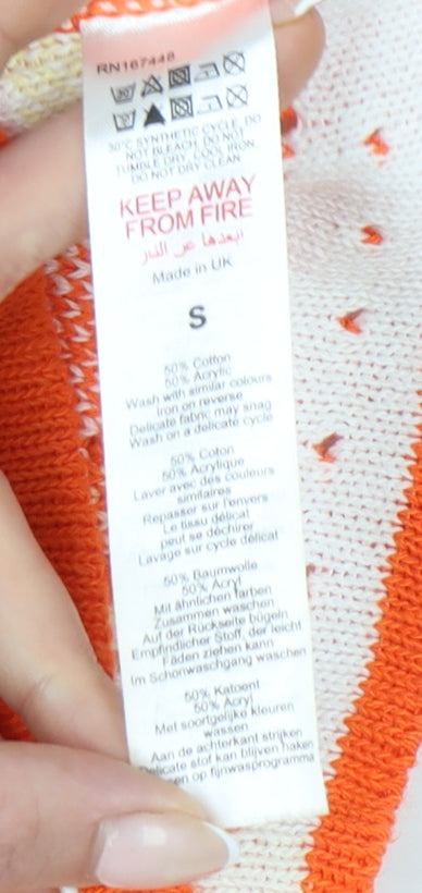 PrettyLittleThing Women’s Orange Floral Knit Crochet Tank Top S