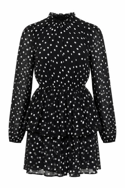 New Look Women Black Polka Dot Short Peplum Dress Size 10