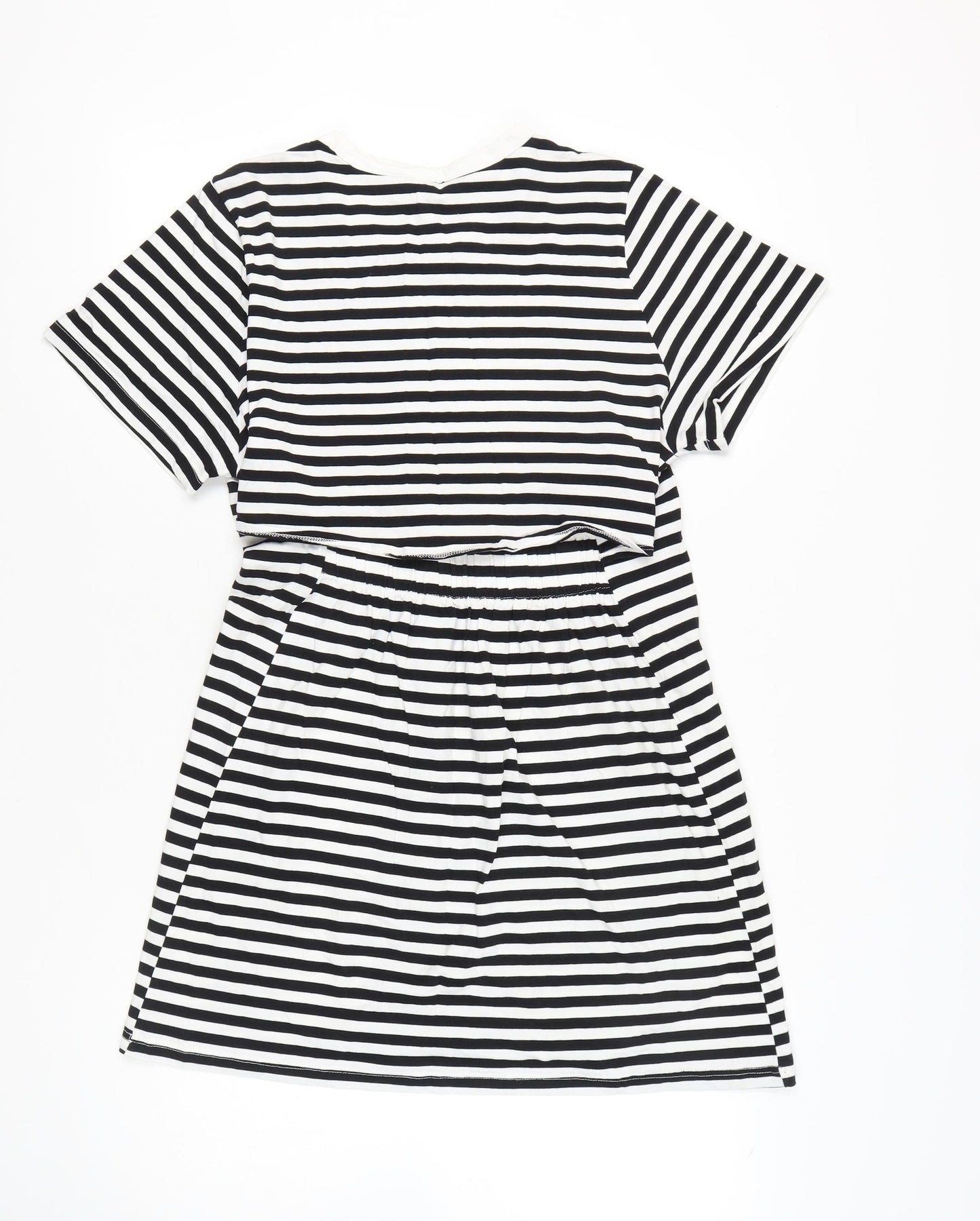 H&M Women’s Black White Striped T-Shirt Dress Size S Knee Length