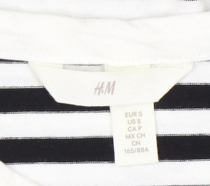 H&M Women’s Black White Striped T-Shirt Dress Size S Knee Length