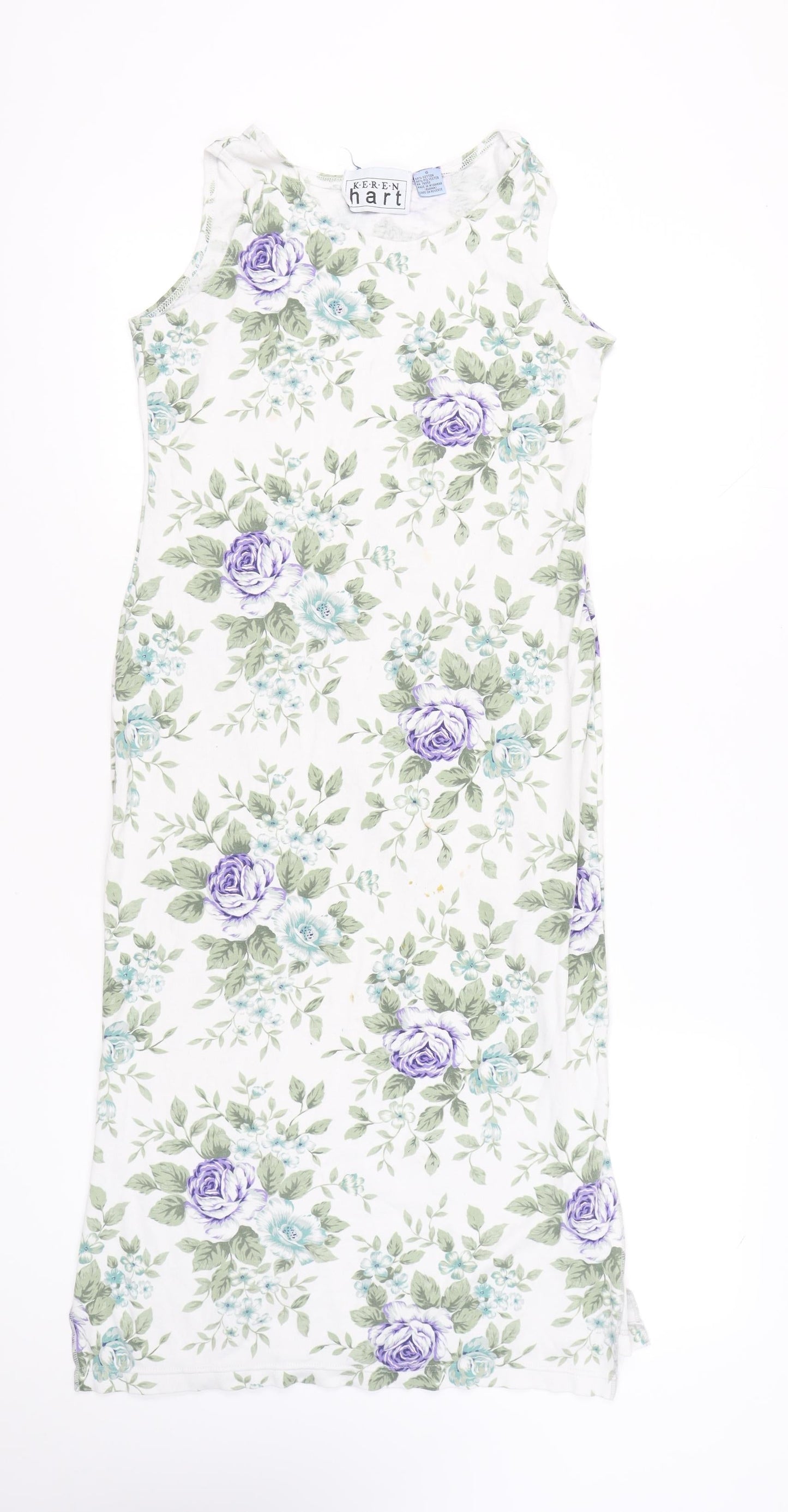 Keren Hart Women’s White Floral Sheath Midi Dress Size S
