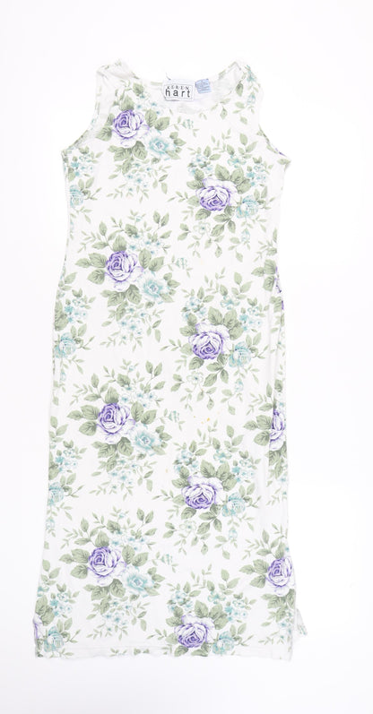 Keren Hart Women’s White Floral Sheath Midi Dress Size S