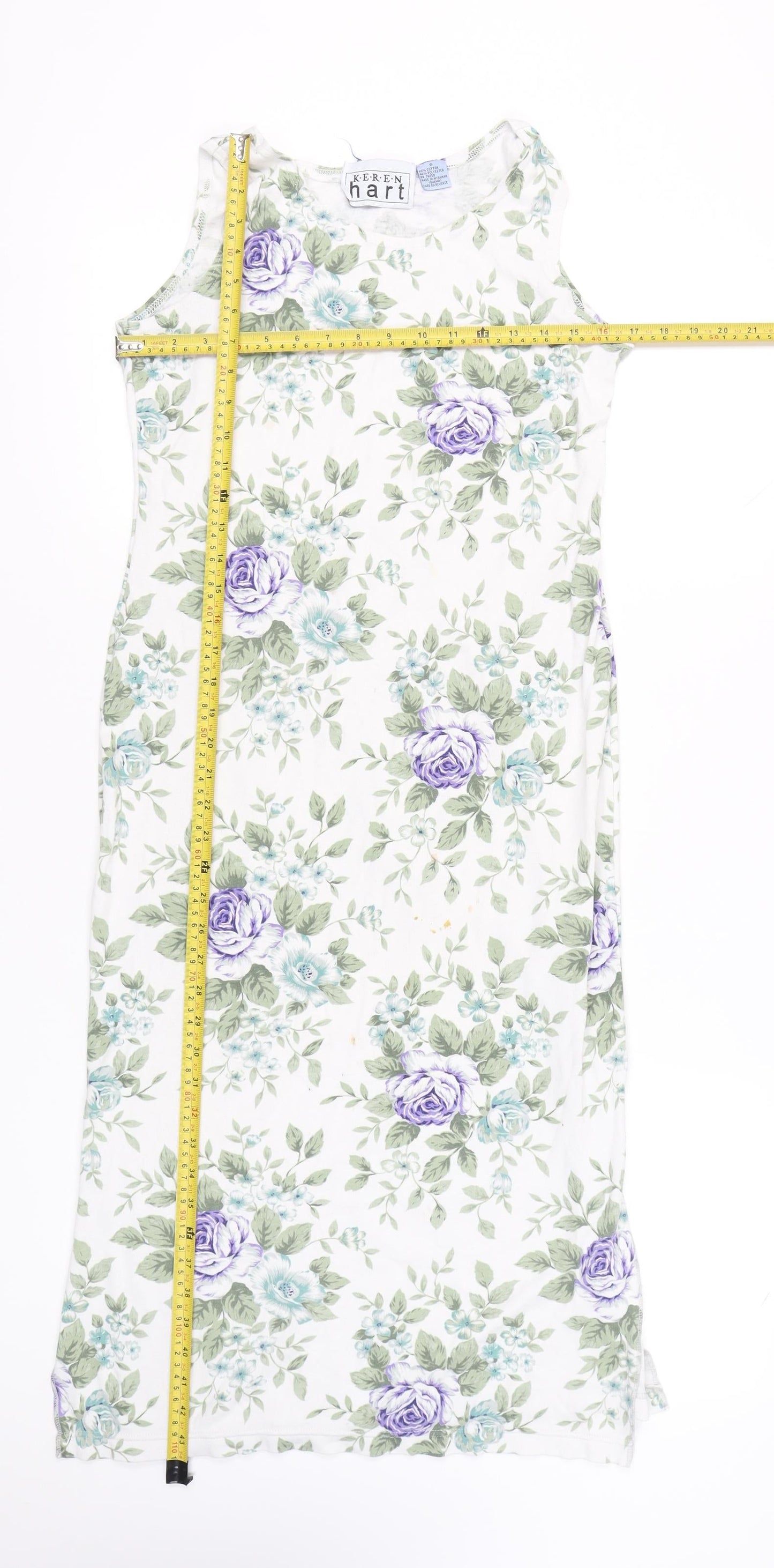 Keren Hart Women’s White Floral Sheath Midi Dress Size S