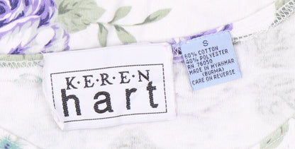 Keren Hart Women’s White Floral Sheath Midi Dress Size S