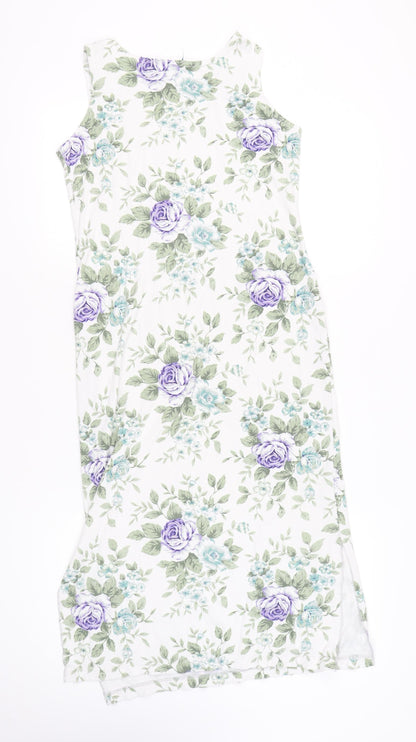 Keren Hart Women’s White Floral Sheath Midi Dress Size S