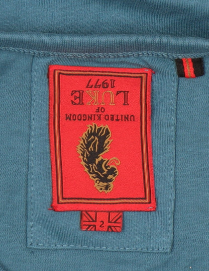 Luke Men’s Blue Cotton Crew Neck T-Shirt Size M Embroidered Logo