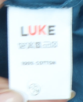 Luke Men’s Blue Cotton Crew Neck T-Shirt Size M Embroidered Logo