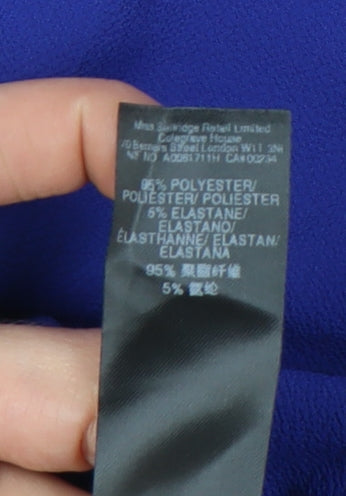 Miss Selfridge Womens Blue Wrap Dress Size 12 Ruffle Bell Sleeve