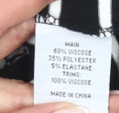 F&F Women’s Black Striped Jersey T-Shirt Size S Short Sleeve