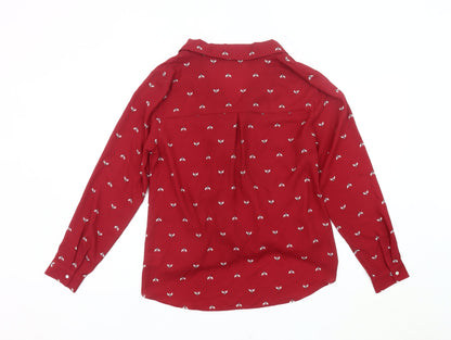Hush Womens Red Bird Print Wrap Blouse Size 10 Long Sleeve