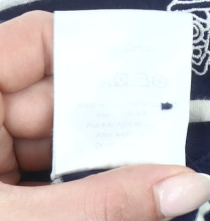 Nanny State Mens Blue Striped Polo Shirt Size L Cotton Short Sleeve