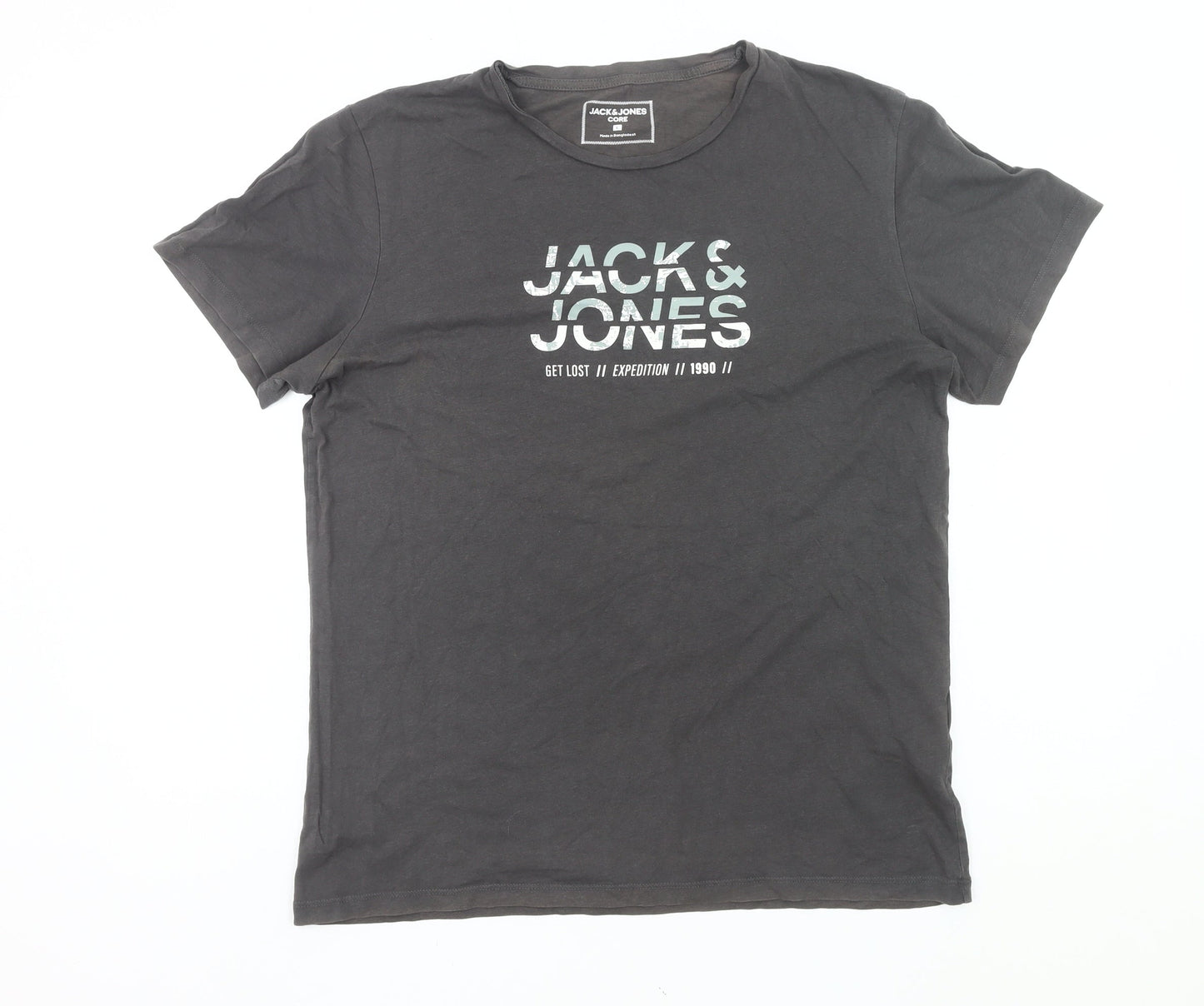 Jack & Jones Men’s Black Graphic Print Crew Neck T-Shirt Size L