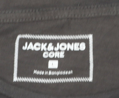 Jack & Jones Men’s Black Graphic Print Crew Neck T-Shirt Size L