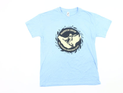 Sol's Warwick Snow Blue Men's Ski Graphic Cotton T-Shirt Size S
