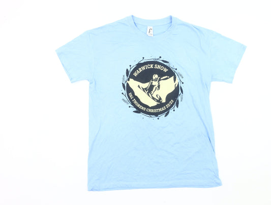Sol's Warwick Snow Blue Men's Ski Graphic Cotton T-Shirt Size S