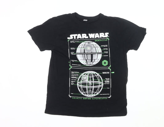 Peacocks Men's Black Star Wars Death Star Graphic T-Shirt Size M