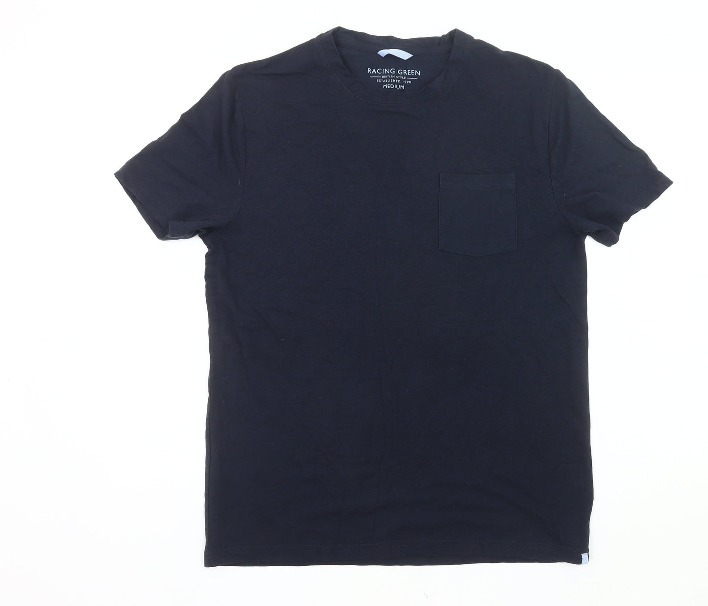 Racing Green Men's Black Medium Short Sleeve Cotton T-Shirt