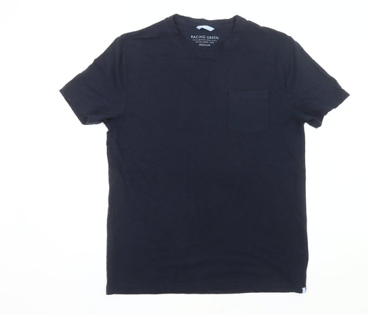 Racing Green Men's Black Medium Short Sleeve Cotton T-Shirt
