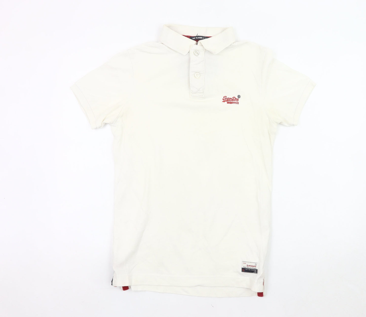 Superdry Men’s White Polo Shirt Small Regular Fit Cotton Logo