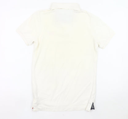Superdry Men’s White Polo Shirt Small Regular Fit Cotton Logo