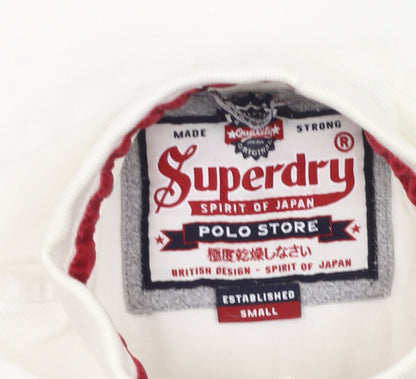 Superdry Men’s White Polo Shirt Small Regular Fit Cotton Logo