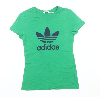 Womens UK Size 10 adidas Green Basic T-Shirt