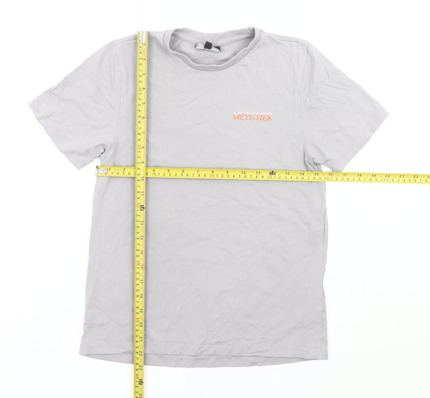 Métissier Paris Boys Grey L Logo Print Cotton Crew Neck T-Shirt