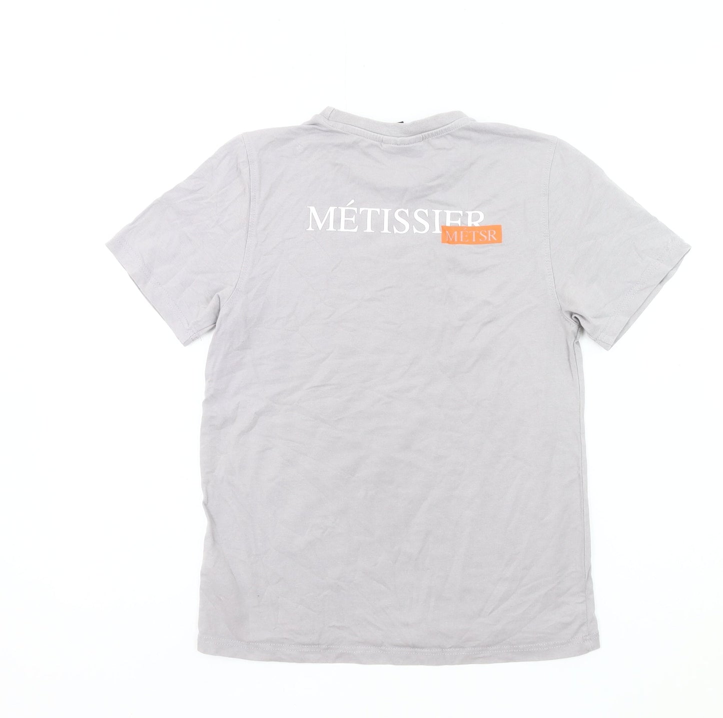 Métissier Paris Boys Grey L Logo Print Cotton Crew Neck T-Shirt