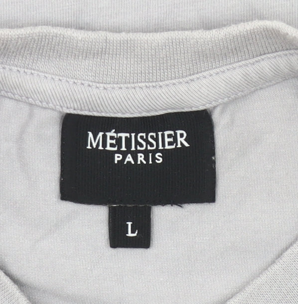 Métissier Paris Boys Grey L Logo Print Cotton Crew Neck T-Shirt