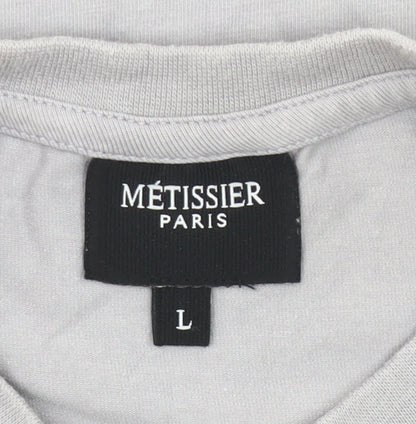 Métissier Paris Boys Grey L Logo Print Cotton Crew Neck T-Shirt