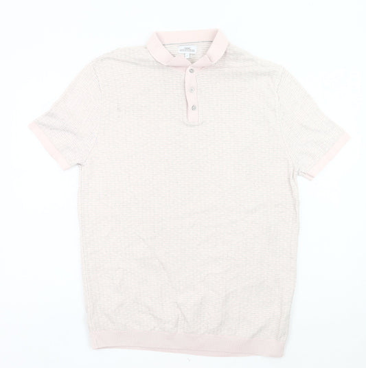 Next Men’s Beige Cotton Short Sleeve Polo Shirt Size L