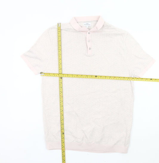 Next Men’s Beige Cotton Short Sleeve Polo Shirt Size L