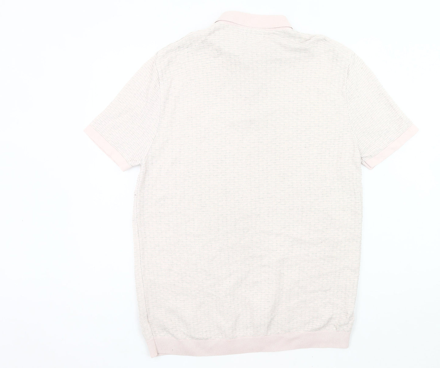 Next Men’s Beige Cotton Short Sleeve Polo Shirt Size L