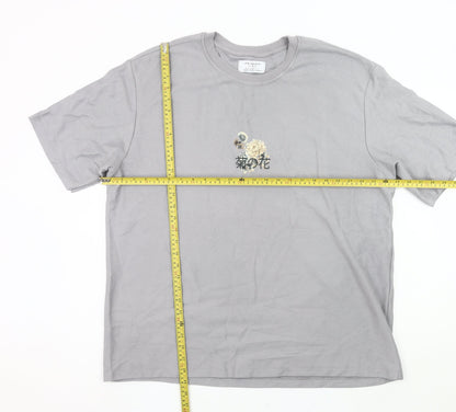 Primark Men’s Grey XL Relaxed Fit Floral Graphic T-Shirt