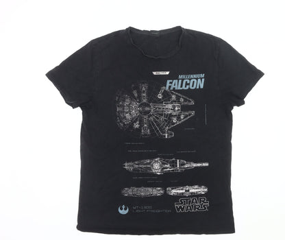 Star Wars Men's Black Millennium Falcon Graphic T-Shirt Size L