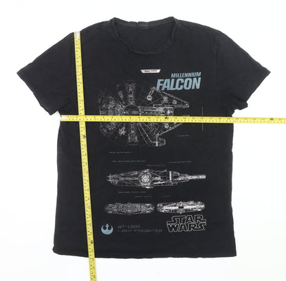 Star Wars Men's Black Millennium Falcon Graphic T-Shirt Size L