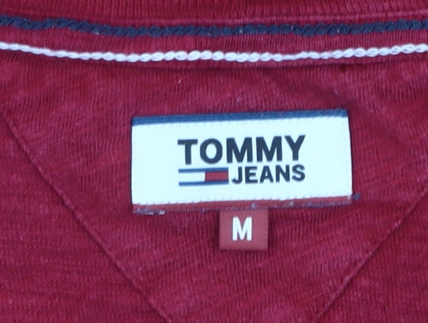 Womens UK Size M Tommy Jeans Red Cropped T-Shirt