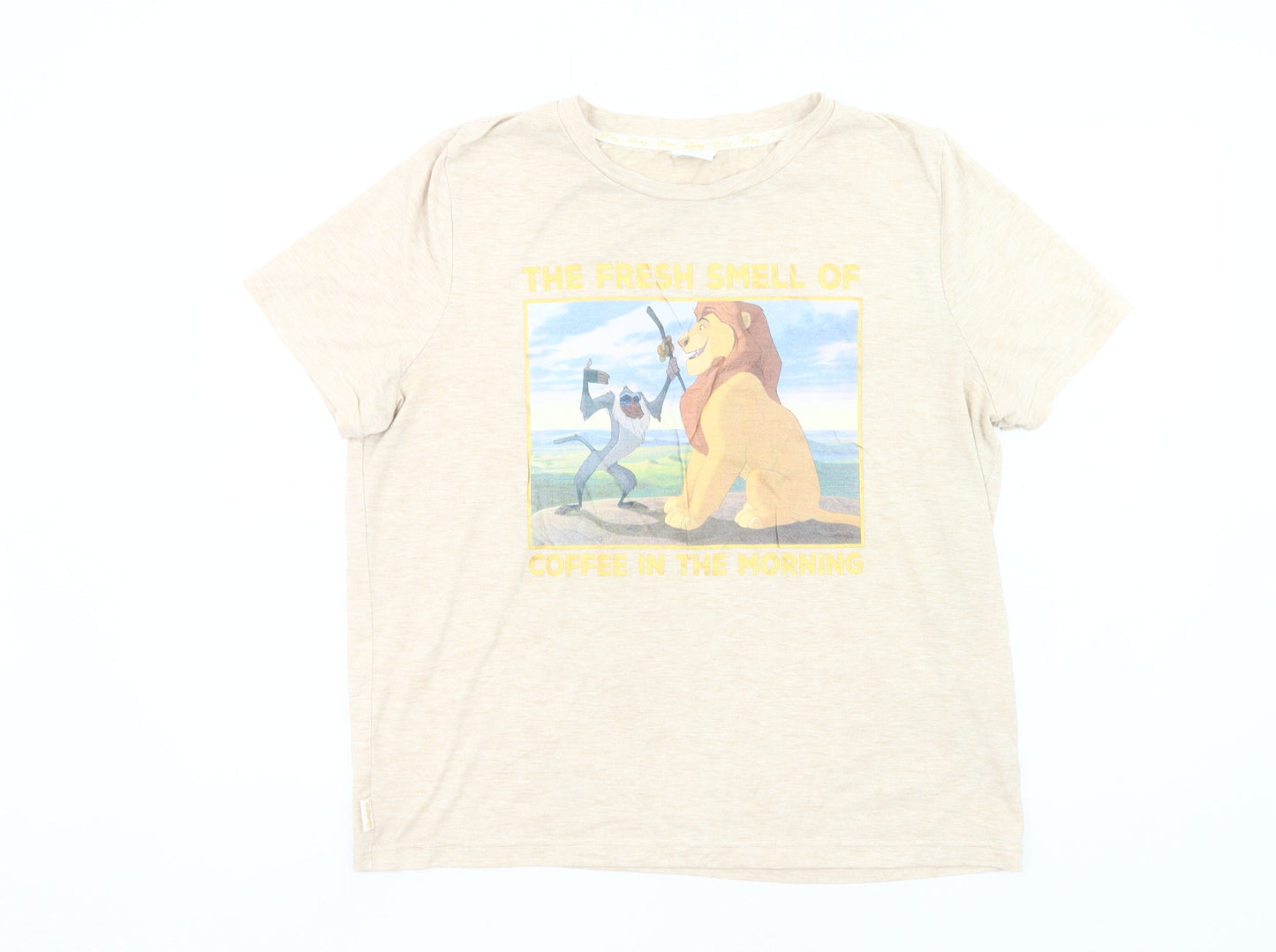 Womens UK Size 14 Disney Beige Basic T-Shirt